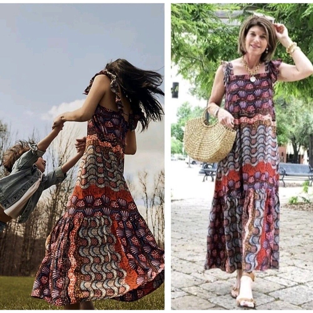 Anthropologie x Corey Lynn Calter Doriane Midi Dress Red Purple Sz XS Summer